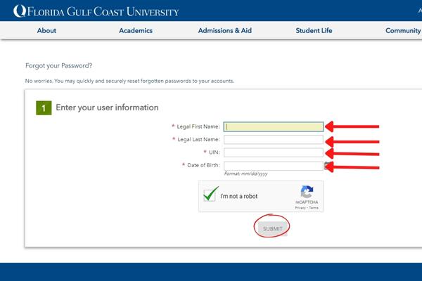 How to Reset Florida Gulf Coast University Canvas Password