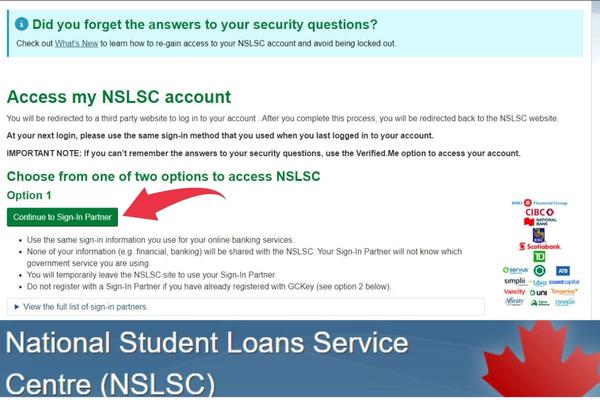 National Student Loans Service Centre Login with Partners