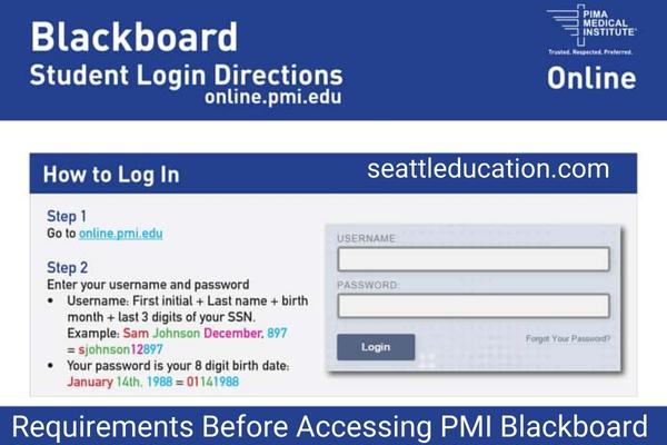 PIMA Blackboard Login Requirements 