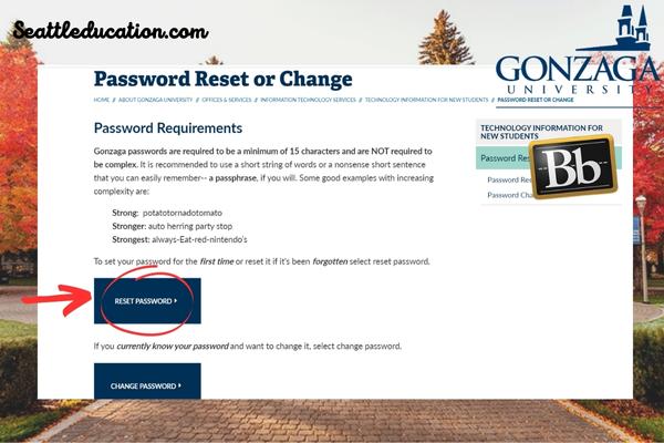 reset gonzaga password